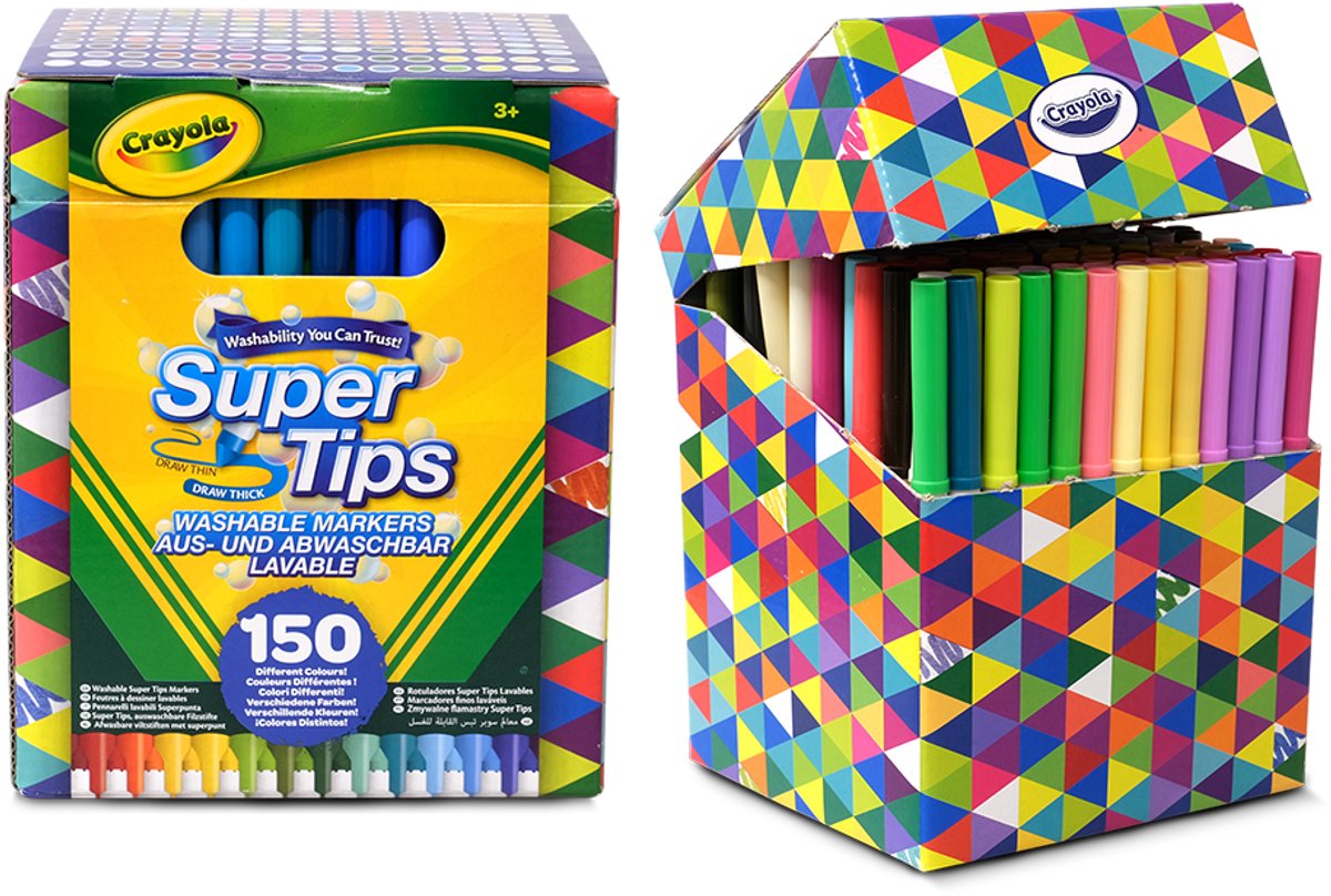 Crayola - Supertips - Viltstiften - Set van 150 viltstiften in verschillende kleuren - Uitwasbare viltstiften met middelgrote punt — afbeelding 2