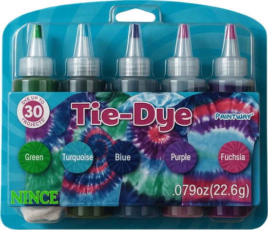 Kit Tie-Dye Nince Haute Qualité Kit 4 - Kit complet de 5 couleurs de textile - Kit Tie Dye - Peinture Tie Dye qualité premium
