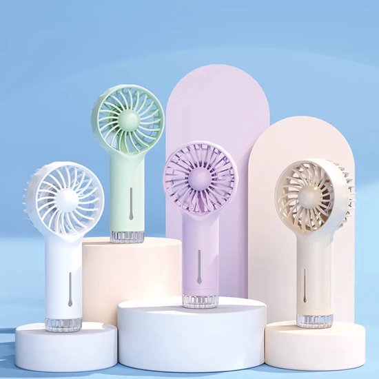 Handventilator wit met nano mist, 3 snelheden, oplaadbaar 14500 mAh, compacte draagbare ventilator