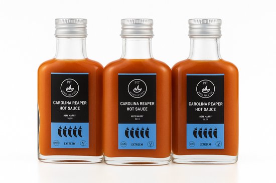 Saus Met Pit - Hete Harry - Carolina Reaper Hot Sauce - 3 Pack