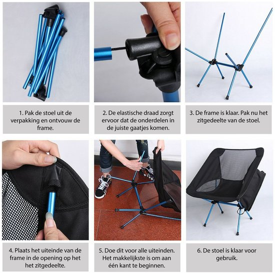 Useme kampeerstoel - lichtblauw - voor op de camping, fietsvakantie of motorvakantie - Lightweight- Visstoel - Aluminium - Compact - kamperen - vakantie — afbeelding 4