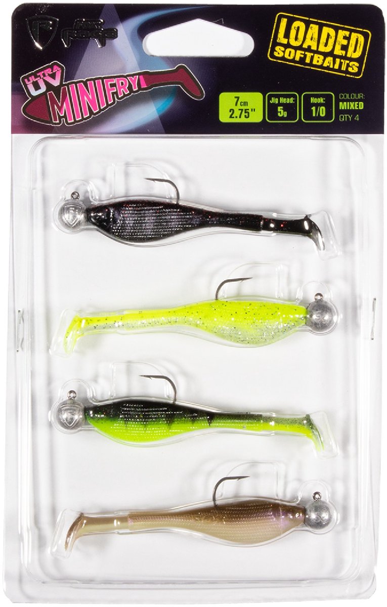 Fox Rage Mini Fry Mixed UV Colours 7cm Loaded 5gr 4st.