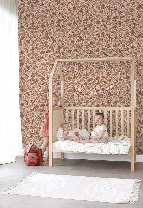 Papier peint ESTAhome fleurs rose terracotta - 53 cm x 10,05 m - 131321