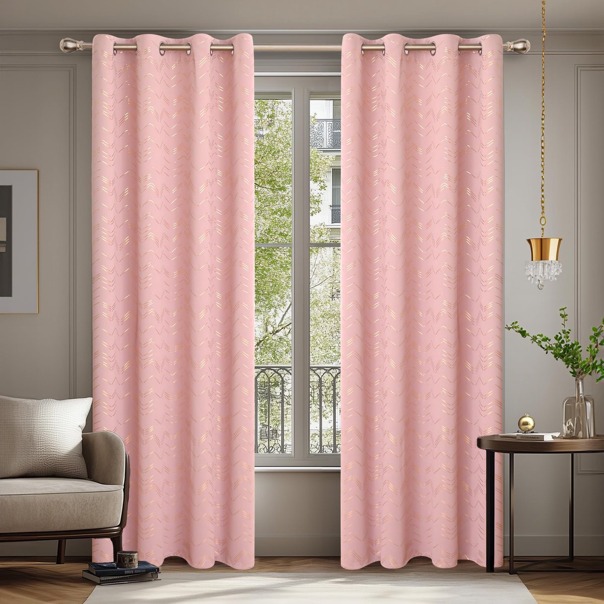 Ibenzoa® Verduisteringsgordijnen met Lijnpatroon, 240x140cm (2 Stuks)