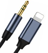 VeryGoods™ AUX Kabel - lightning naar Jack 3.5mm - Geschikt voor iPhone - Plug & Play - Voor Auto & Speaker - Grijs - 1 Meter