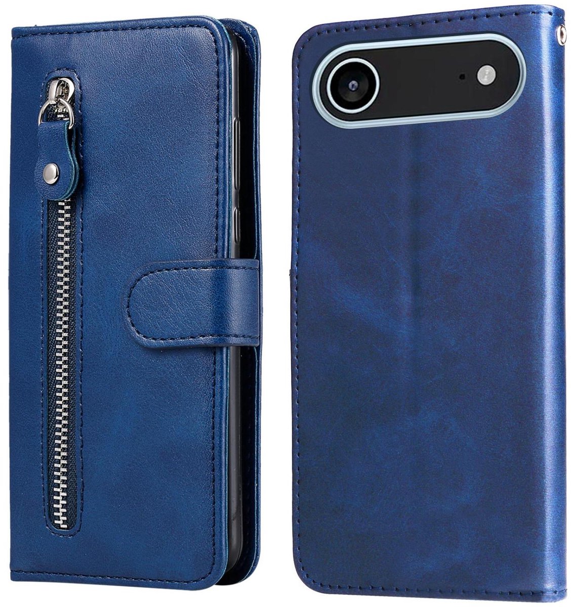 Mobigear Telefoonhoesje geschikt voor Apple iPhone Air Hoesje | Mobigear Zipper Bookcase Portemonnee | Pasjeshouder voor 3 Pasjes | Telefoonhoesje voor Pinpas / OV Kaart / Rijbewijs - Blauw