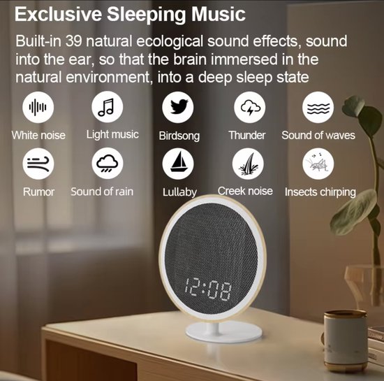 Liefjes & Co White Noise - Witte Ruis Apparaat - Klok - Slaaptrainer - Bluetooth Speaker van Liefjes & Co — afbeelding 2