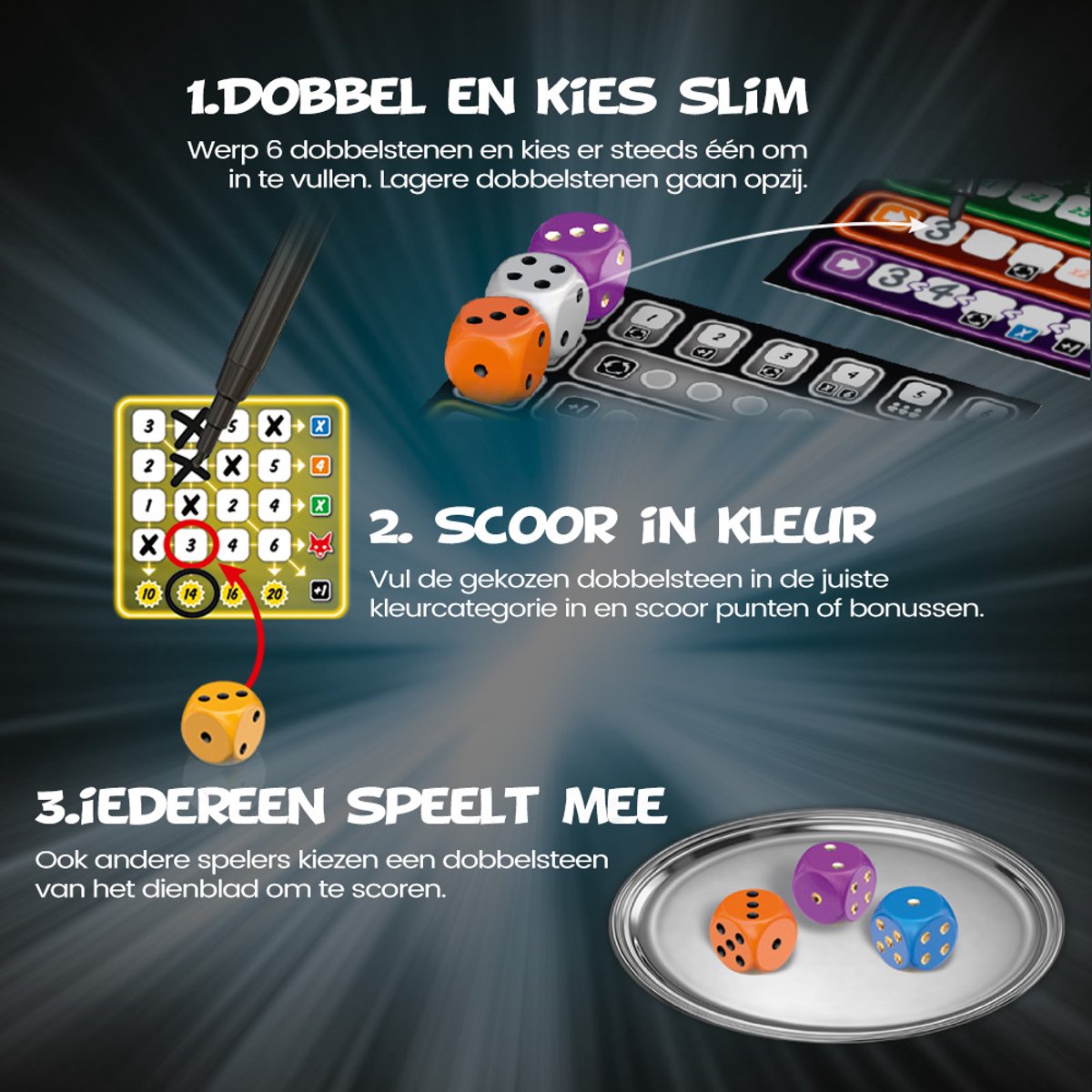999 Games - Clever - Dobbelspel - Creëer kettingreacties door de juiste keuzes te maken - Gezelschapsspel - Familiespel - Strategiespel - Klein cadeautje — afbeelding 4
