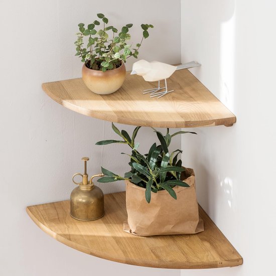 Set d'angle élégante en Chêne Massief pour une Décoration murale fonctionnelle