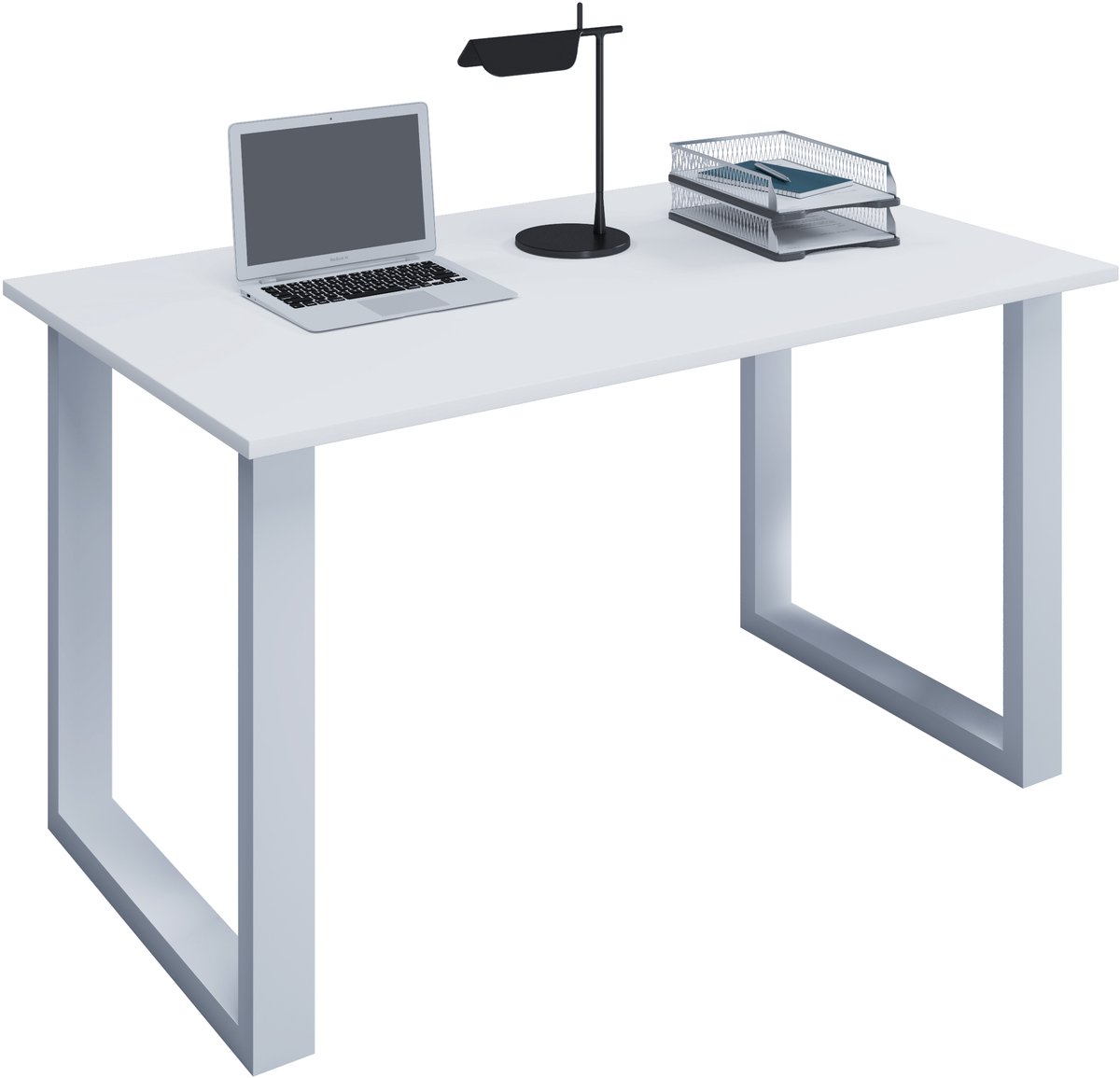 VCM Houten Bureau Computer Tafel Werktafel Kantoormeubilair Lona U Alu Zilver Houten Bureau Computer Tafel Werktafel Kantoormeubilair Lona U Alu Zilver