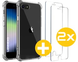 Hoesje en Screenprotector Combi Geschikt Voor iPhone SE 2022/2020 - Anti Shock Hoesje + 2x Screenprotector