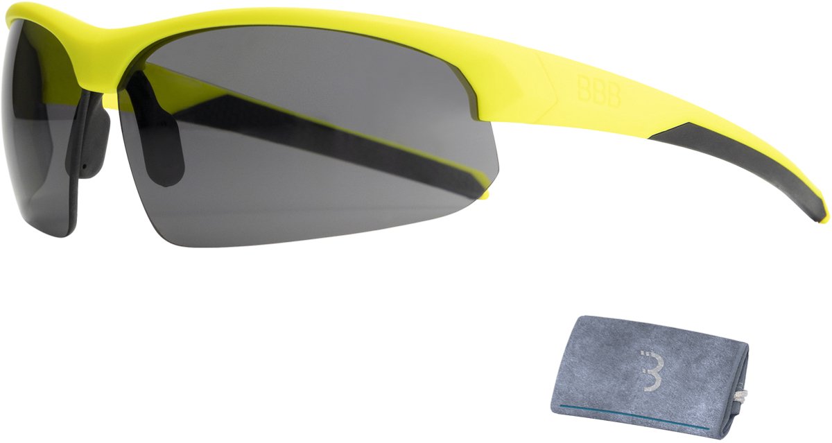 BBB Cycling Fietsbril Heren en Dames - Wielrenbril Met 3 Verwisselbare Lenzen - Lichtgewicht Racefiets Bril - Mat Neon Geel - Impress BSG-58