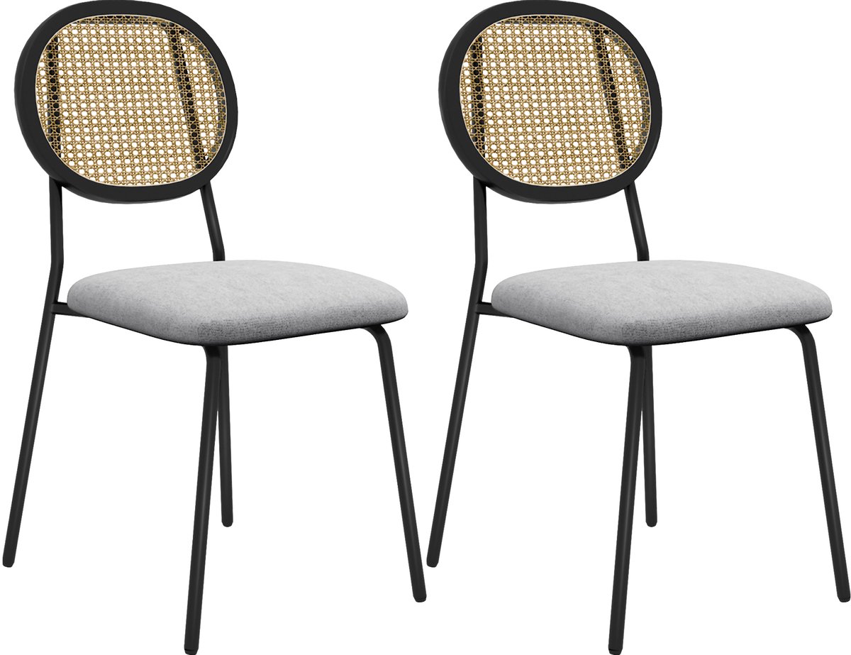 HOMCOM-Eetkamerstoel-Polyester-44x54x87cm-Grijs