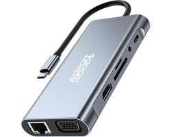 AdroitGoods 11 in 1 Usb C Hub – Usb C Adapter – Geschikt Voor Apple – Usb naar Hdmi/Vga – Macbook – Usb c Dock – 4K HDMI – Ethernet 100Mbp/s
