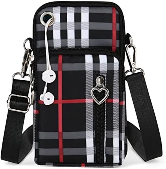 Aucuu Telefoontasje om om te hangen, nylon, kleine schoudertas met koptelefooningang, mini crossbody schoudertas, mobiele telefoontas, mobiele telefoon schoudertas voor mobiele telefoon onder de 7, 23*17*2.2 cm Aucuu Telefoontasje om om te hangen, nylon, kleine schoudertas met koptelefooningang, mini crossbody schoudertas, mobiele telefoontas, mobiele telefoon schoudertas voor mobiele telefoon onder de 7, 23*17*2.2 cm