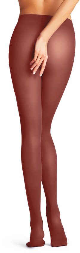 Achterkant van een vrouw in rode panty met matte afwerking, 50 denier.
