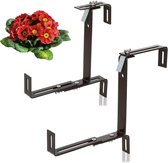 2x Premium bloembakhouders voor balkonbalustrades en balustrades - Flexibele bevestiging van roestvrij staal voor plantenbakken - 2-voudig verstelbaar (2x bruin)
