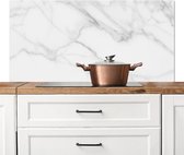 Spatscherm keuken 120x60 cm - Kookplaat achterwand Marmer - Structuur - Wit - Grijs - Steen - Marmerlook - Muurbeschermer - Spatwand fornuis - Hoogwaardig aluminium