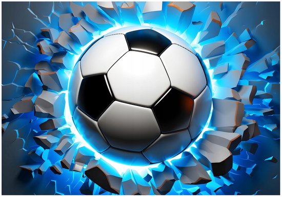 WALLARENA - Fotobehang - 400x280 cm - 3D voetbal thema voor jongens, jeugdbehang voor kinderen