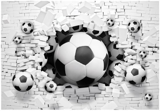 WALLARENA - Fotobehang - 300x210 cm - 3D voetbal thema voor jongens, vliesbehang
