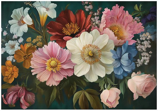 WALLARENA - Fotobehang - 200x140 cm - Vintage bloemen, natuur, voor slaapkamer en woonkamer