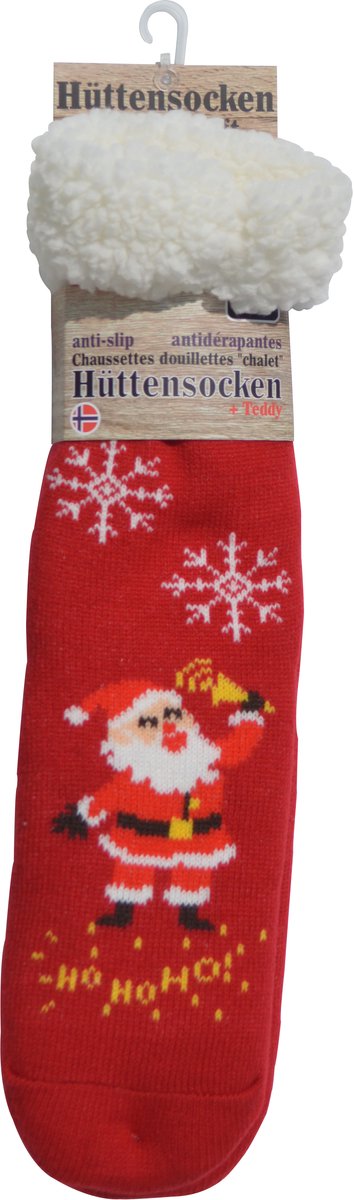 Kerst sokken - huis sokjes met antislip - Happy holiday home socks - one size - Rood kerstman - Huttensocken