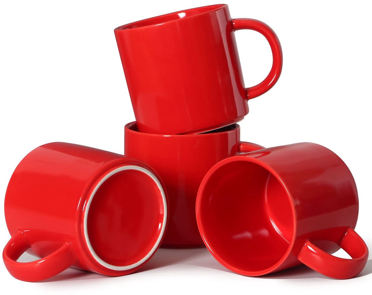 Stapelbare koffiemokken - keramisch - set van 4 - rood