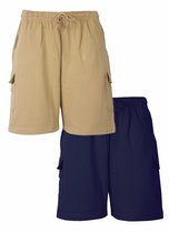 Duo Blue Docks Jongens Short - Blauw & Zandkleurig beige - Maten: 176