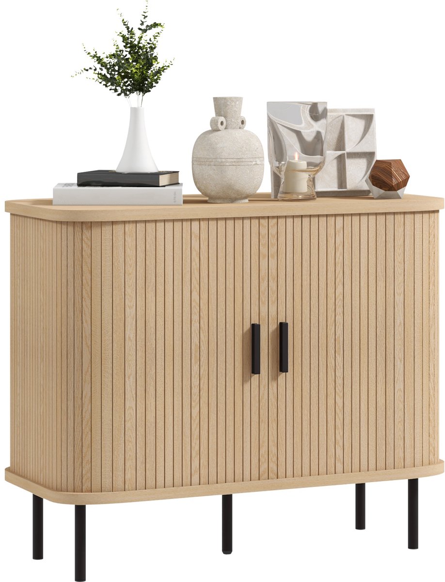 HOMCOM-Dressoir-Spaanplaat-90x40x75cm-Eiken