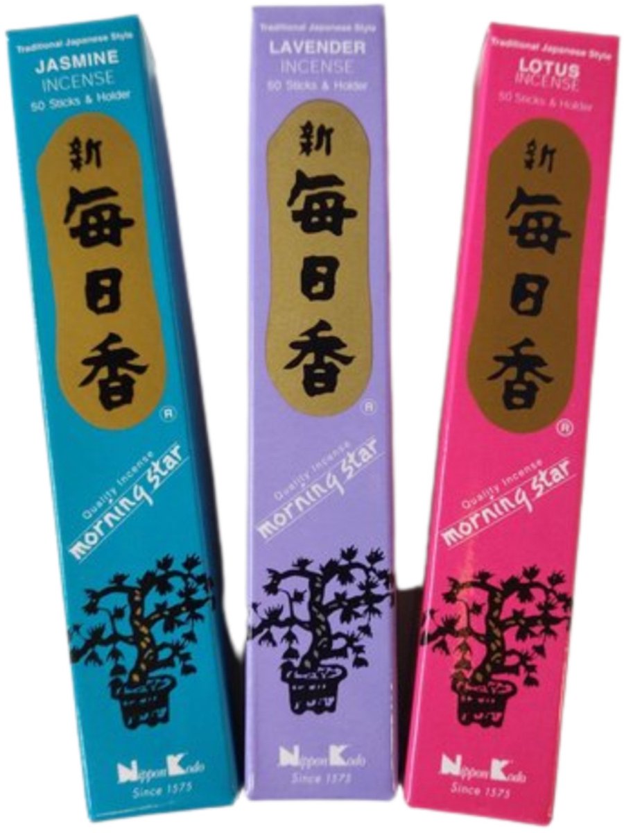 Nippon Kodo Morning Star Bloemig voordeel pakket wierook stokjes - Jasmijn, Lavendel, Lotus Multi
