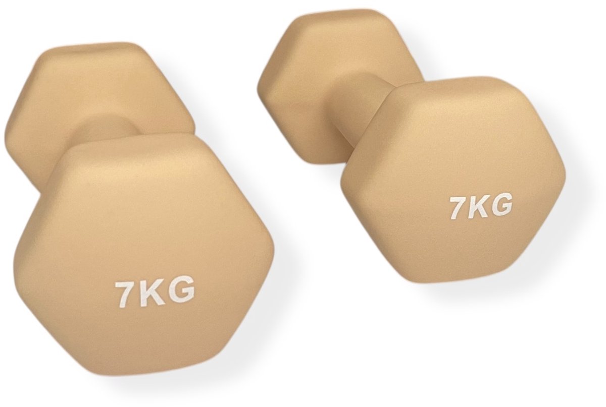 Padisport - Dumbells 7 Kg - Halter - Gewichten Set Halters - Gewichten 7 Kg - Beige - Gewichten - Dumbells Set
