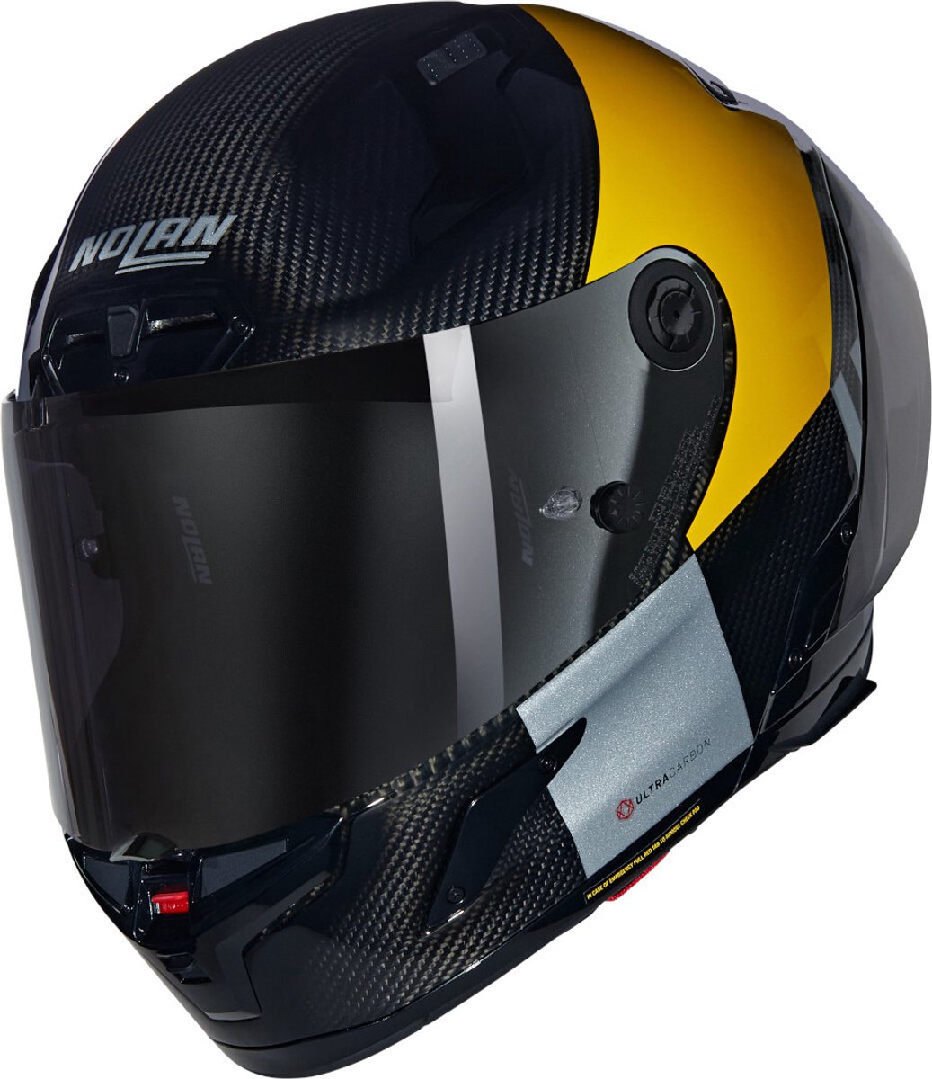 Nolan X-804 RS Combo Gara 350 Carbon Geel Grijs Zwart Glossy Integraalhelm - Maat S - Helm