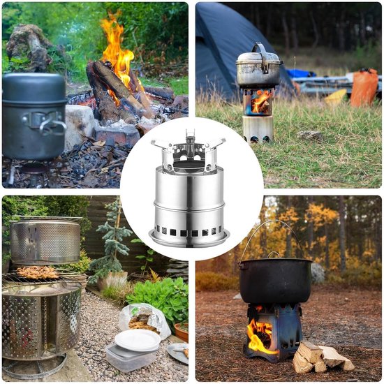 COZYVENT Snel inpakken Compact Lichtgewicht Opvouwbaar roestvrij staal Buiten houtkachel Draagbare opvouwbare houtkachel Camping Hiking gasvorming Winddicht rook minder van Merkloos — afbeelding 3