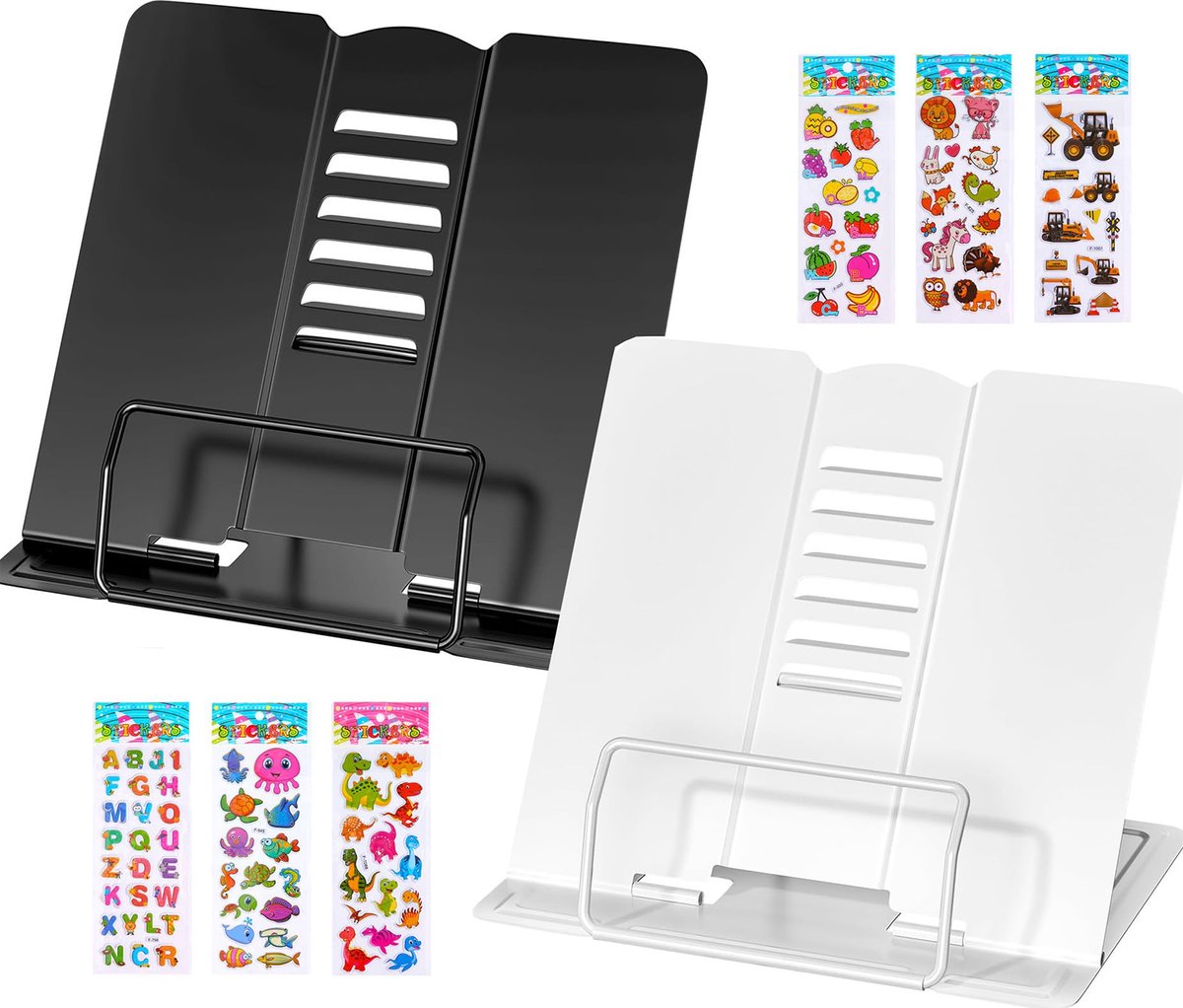 Ibenzoa® Verstelbare Metalen Leesstandaarden Set van 2 voor Boeken en Tablets, Ideaal voor Thuis en Kantoor