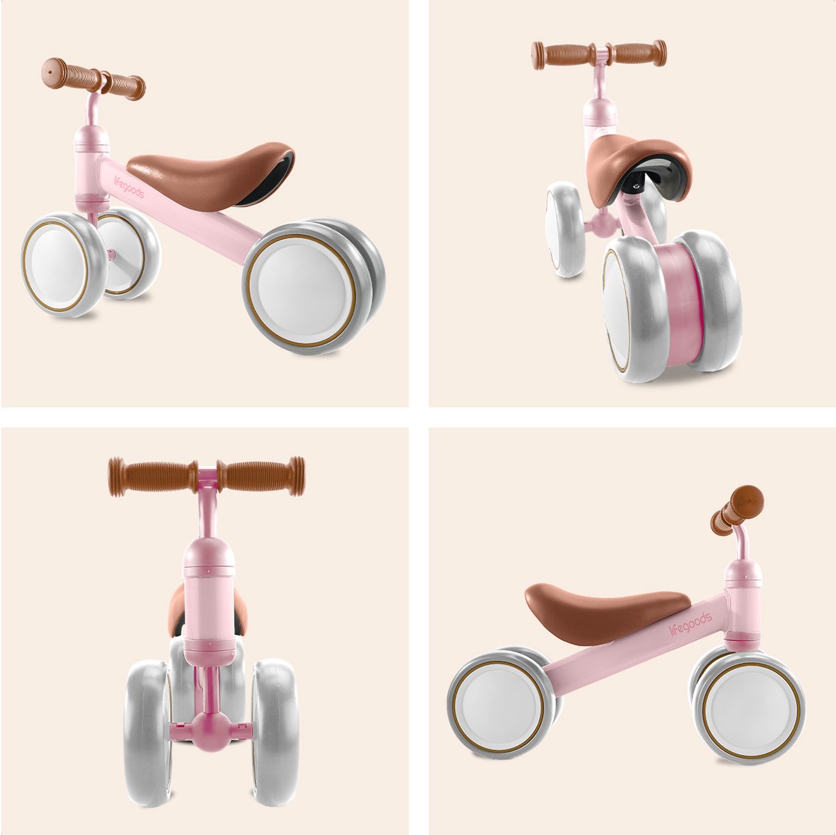 LifeGoods Loopfiets - Speelgoed Vanaf 1 jaar - Jongens en Meisjes - Kinderstep - Loopfietsje - Roze — afbeelding 9