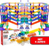PlayMix Magnetisch Speelgoed Racebaan - 132 Stuks - Magnetic Tiles - Bouwspeelgoed - Bouwblokken - Magna - Magneten Speelgoed - Magnetische Tegels - Bouwstenen - Montessori Speelgoed - Educatief Speelgoed - Jongens & Meisjes