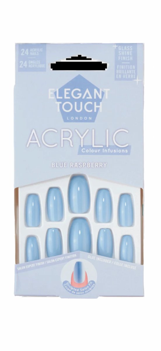 Elegant Touch London Acrylic Blue Raspberry Nagels 24 stuks met lijm