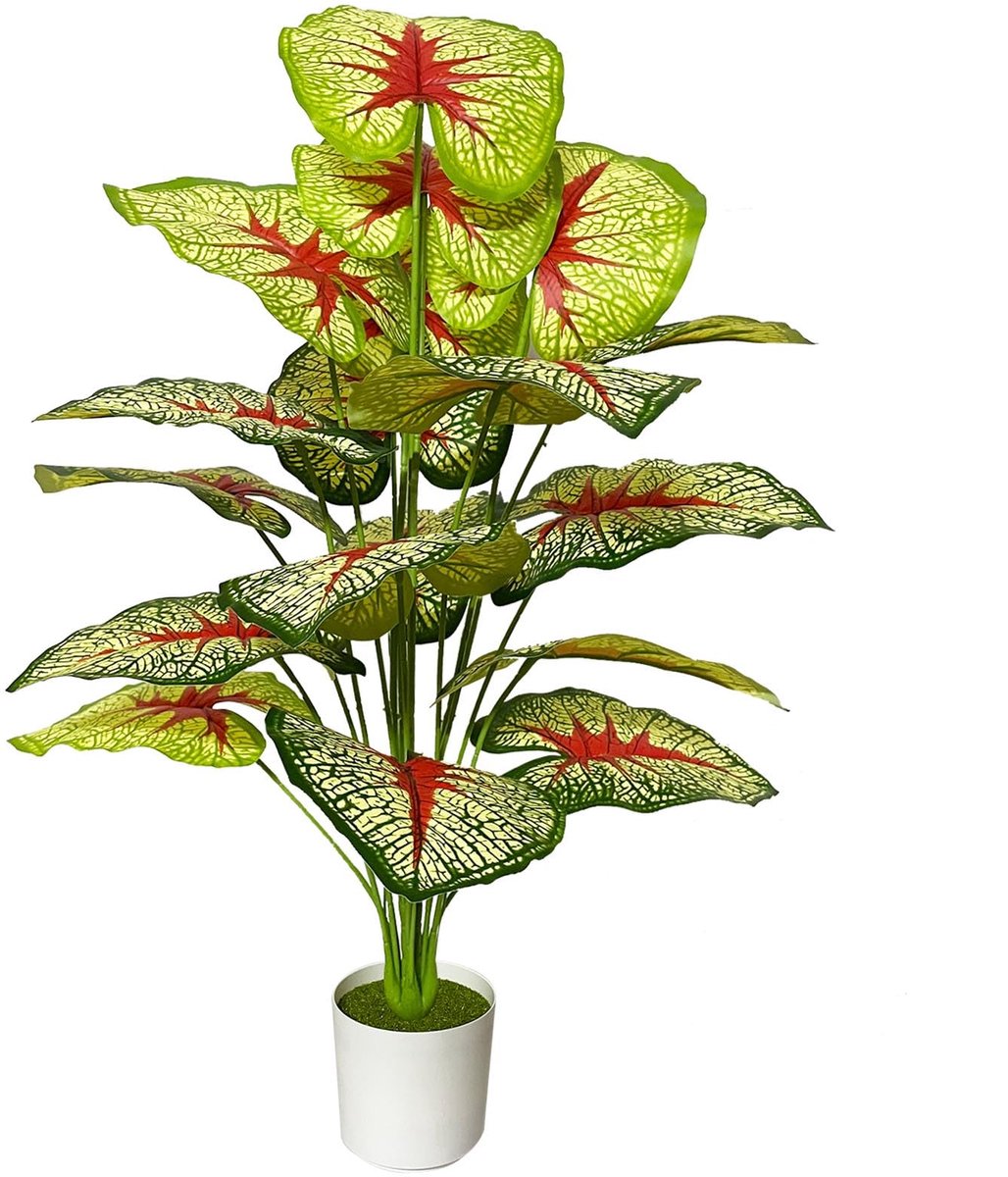 Ibenzoa Kunstmatige palmboom in pot voor stijlvolle binnen- en buitendecoratie, onderhoudsvrij, 70 cm hoog 70 cm rode palm
