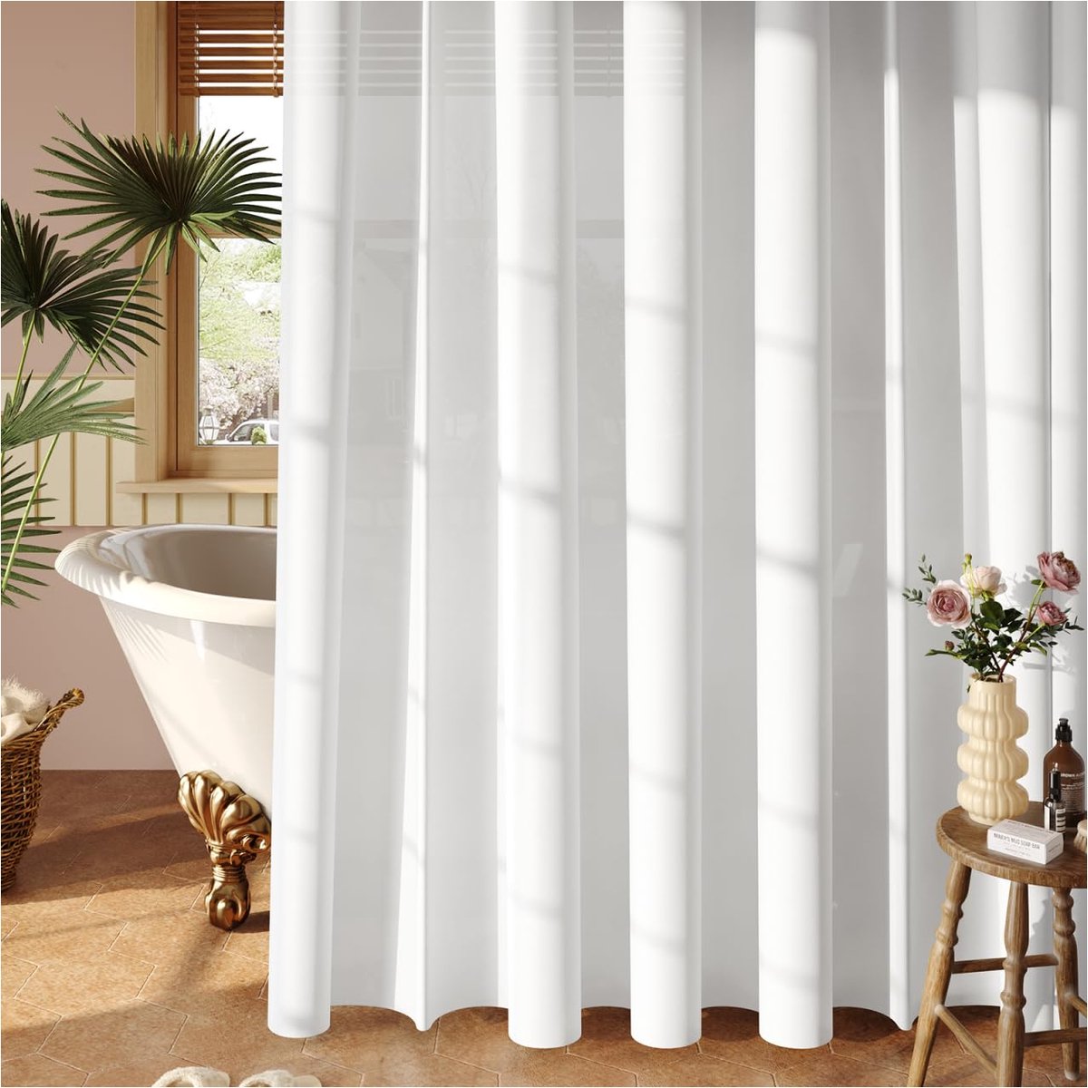 Ibenzoa® en Schimmelbestendige Douchegordijn 180x200 cm met Ringen, Waterafstotend en Wasbaar