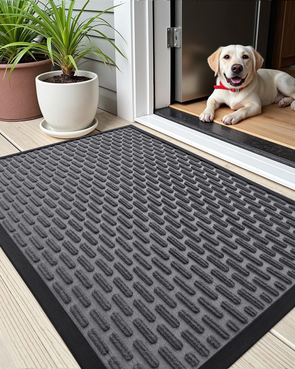 Ibenzoa Grijze vuilvangmat voor binnen en buiten met antislip en wasbare eigenschappen, 60 x 120 cm grijs