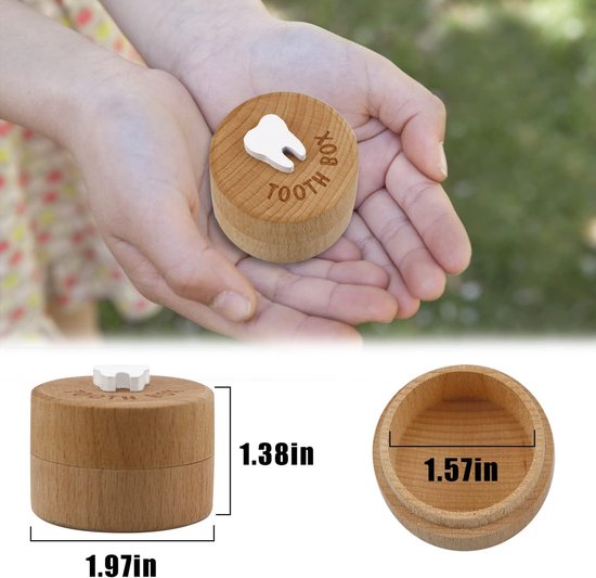 1 stuk - houten melktanden bewaardoosje voor kinderen - Donkerbruin - 5 x 5 x 4 cm - Ideaal voor het bewaren van melktanden als blijvende herinnering - Compact, stevig en perfect als geboortegeschenk of keepsake voor ouders — afbeelding 4
