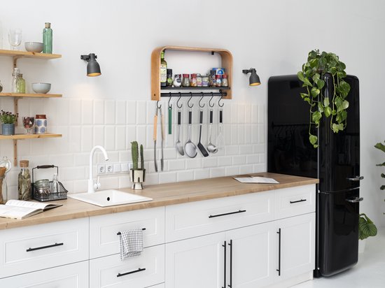 Witte 5-vaks wandplank, vrijstaand of aan de muur - MODULA