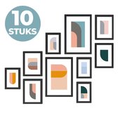 ACAZA Fotolijst - Fotolijst collage - Fotokader collage - Collagelijst voor 10 Foto's verschillende Formaten - Hout - Zwart