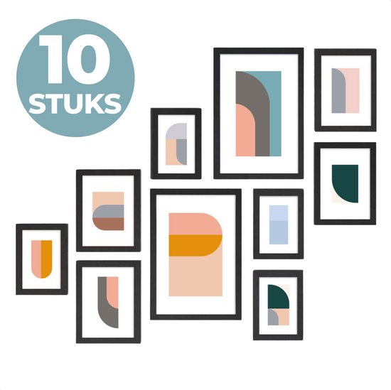 Photo Wall Collage 10 Cadres photo - Différentes Tailles - MDF - Zwart