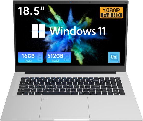 Acmine Laptop - 18.5" FHD IPS - 16GB Geheugen - 512GB SSD - Twin Lake N150 - Vingerafdrukontgrendeling - Windows 11 - QWERTY