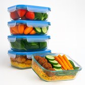 Boîtes de Prep de repas en Verres Goliving - Set de 5 Boîtes de conservation - 1 L - Conteneurs pour congélateur - Boîtes de conservation avec couvercle - Congélateur, four et micro-ondes - Glas