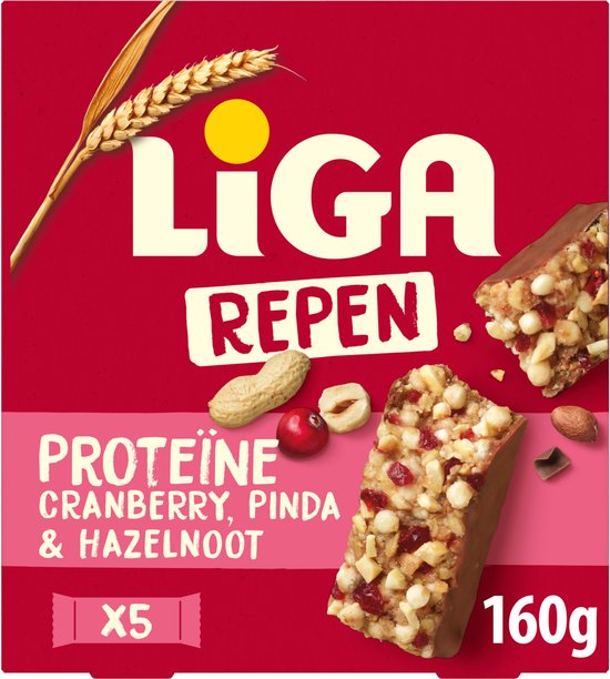 LIGA Proteïne Repen Cranberry & Noten 8 x 160g (5 x 32g) - Eiwitten - Eiwitrepen - Protein - Tussendoortjes - Sport - Cadeau - Notenrepen — afbeelding 2