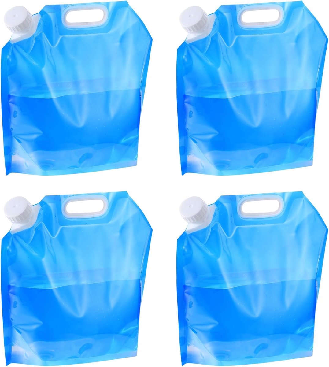 5L waterfles - 5L wateremmer - opvouwbare waterfles met deksel - 4 opvouwbare waterzakken - draagbaar - nooddrinkwaterzak - watertank - flexibele waterfles - draagbare waterzak - watercontainer - kampeer- en reiswatertank - Blauw