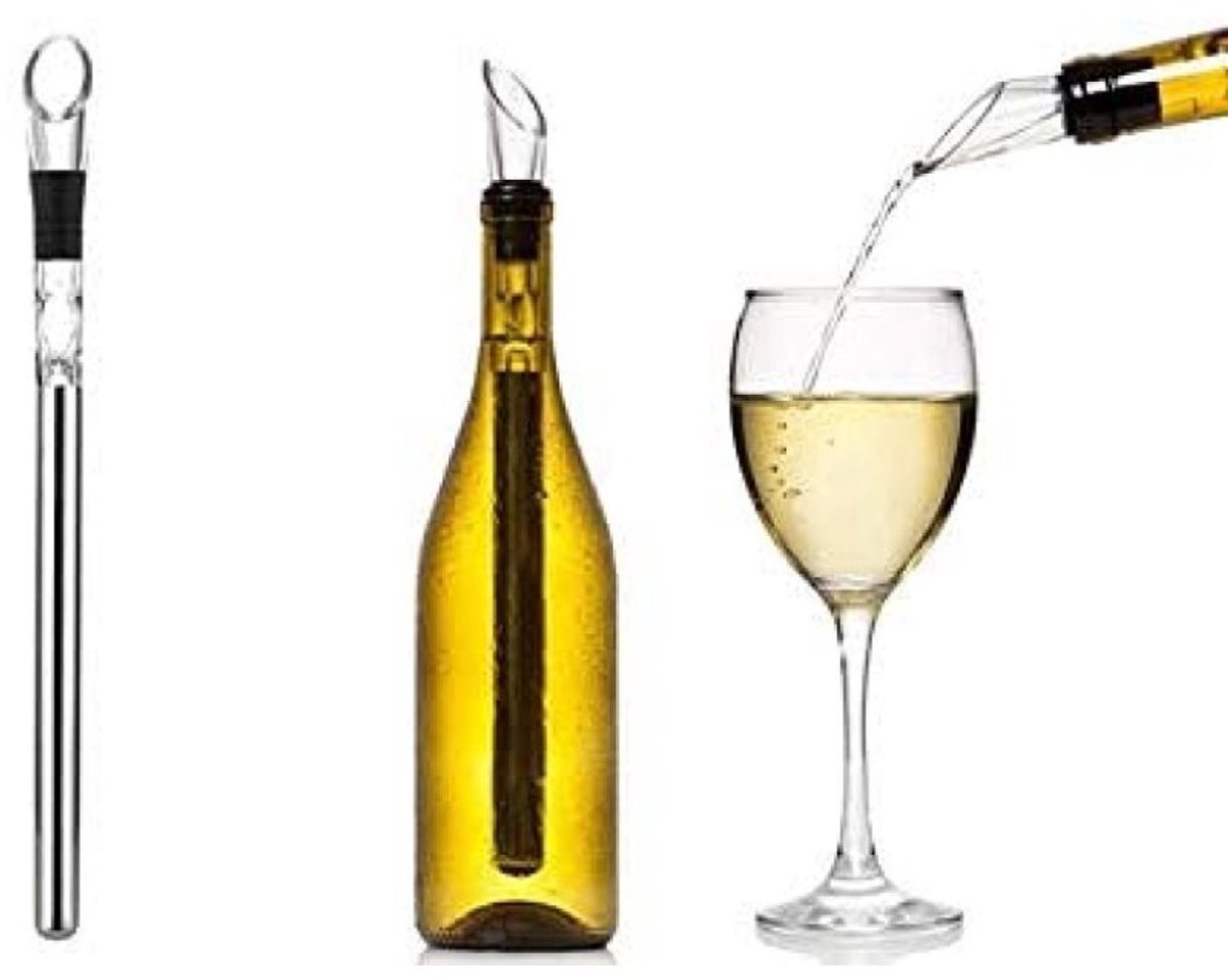 Wijnkoeler - RVS - Koelstaaf - Sommelier Kwaliteitswijngenot - Sapkoeler - Zilver