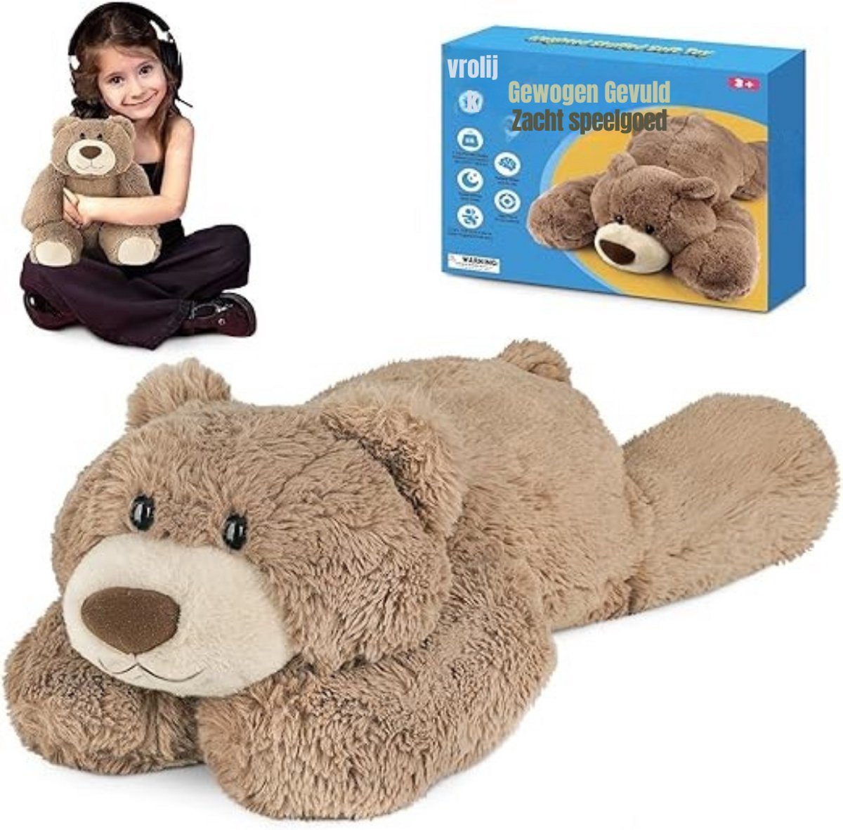 Thuys – Verzwaringsknuffel – Verzwaarde Knuffel – Volwassenen – 34 x 24 x 8cm – Bruin